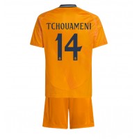 Camiseta Real Madrid Aurelien Tchouameni #14 Segunda Equipación Replica 2024-25 para niños mangas cortas (+ Pantalones cortos)